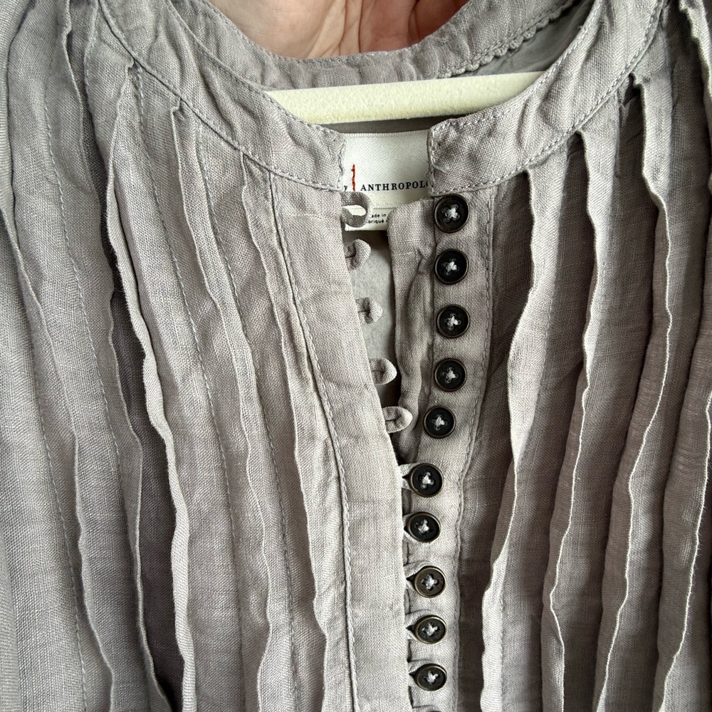 Sleeveless Taupe Mini Dress with Pintuck Detail - Picture 9 of 12